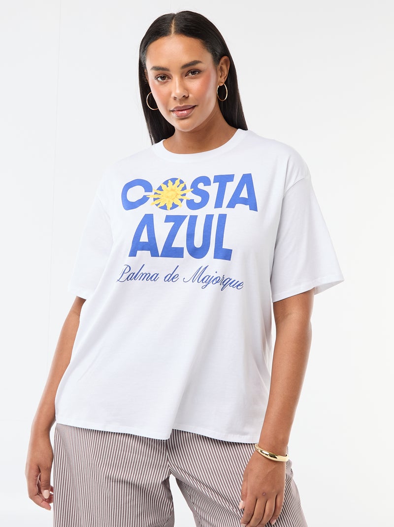 T-shirt corte oversize de manga curta Branco - Kiabi