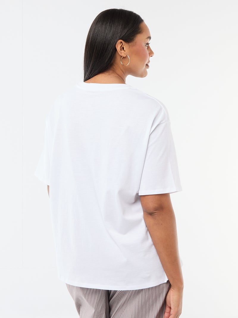 T-shirt corte oversize de manga curta Branco - Kiabi