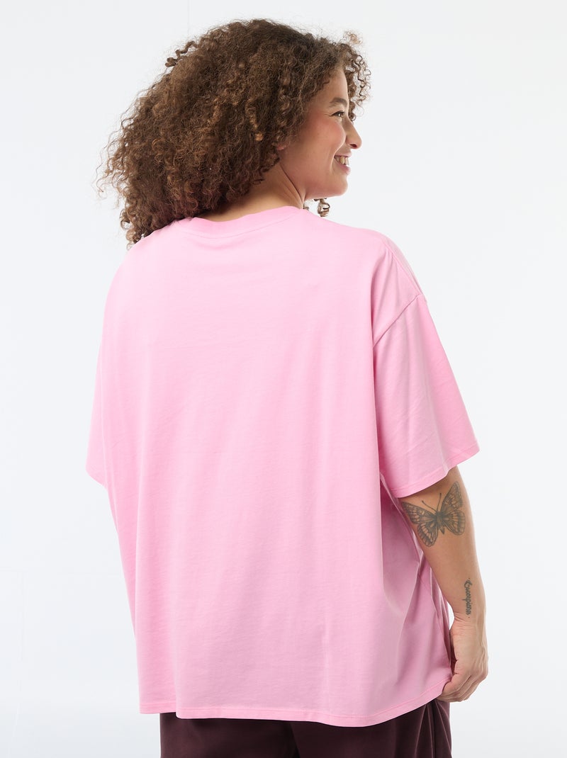 T-shirt corte oversize de manga curta Rosa - Kiabi