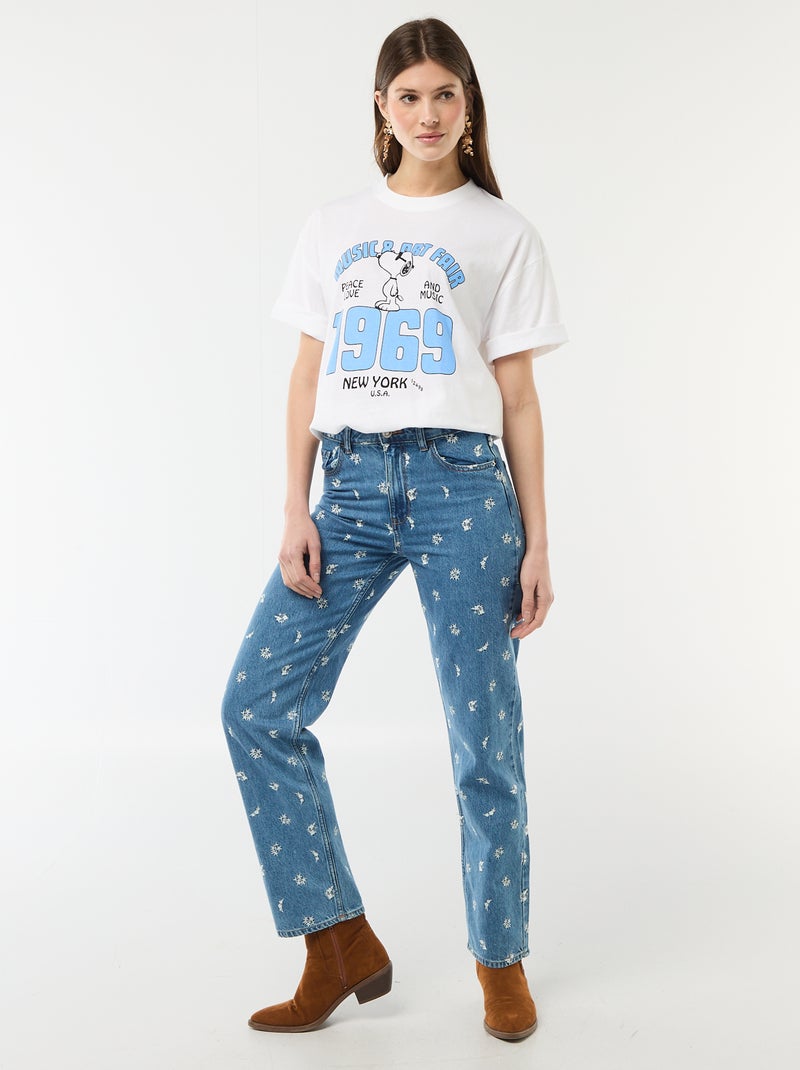 T-shirt corte oversize 'Snoopy' Branco - Kiabi