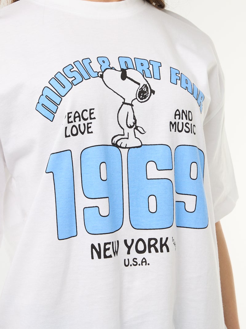 T-shirt corte oversize 'Snoopy' Branco - Kiabi