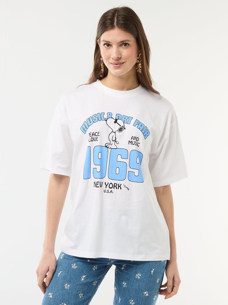 T-shirt corte oversize 'Snoopy' Branco - Kiabi