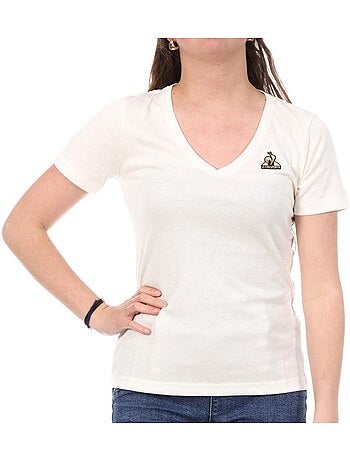 T-shirt Creme Le Coq Sportif Coq Marshmallow para Mulher