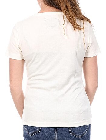 T-shirt Creme Le Coq Sportif Coq Marshmallow para Mulher