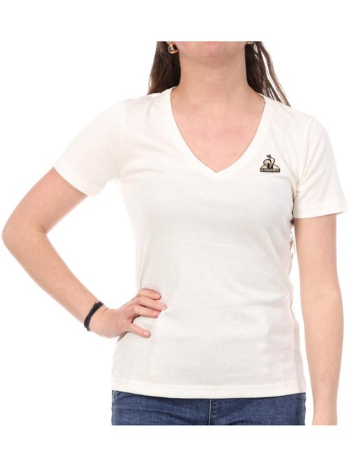 T-shirt Creme Le Coq Sportif Coq Marshmallow para Mulher - Kiabi