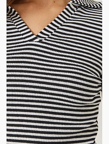 T-shirt crop às riscas slim fit lucci
