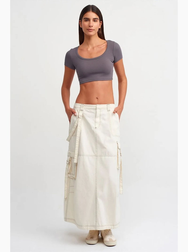 T-shirt crop canelada de mulher dilvin Cinza - Kiabi