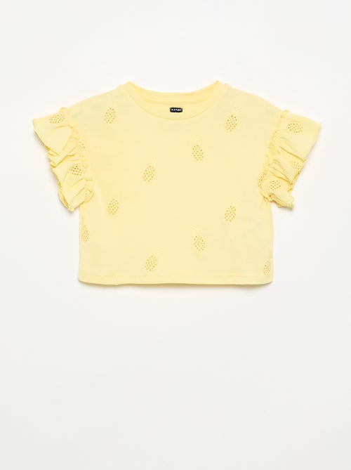 T-shirt crop com bordado inglês - Kiabi T-shirt crop com bordado inglês - Kiabi