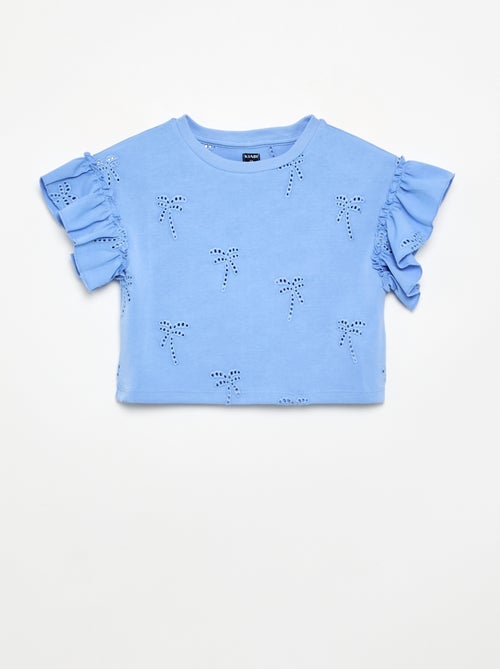 T-shirt crop com bordado inglês - Kiabi T-shirt crop com bordado inglês - Kiabi
