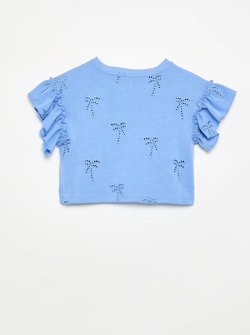 T-shirt crop com bordado inglês - Kiabi T-shirt crop com bordado inglês - Kiabi