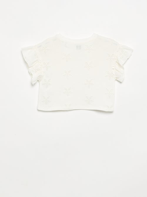 T-shirt crop com bordado inglês - Kiabi T-shirt crop com bordado inglês - Kiabi