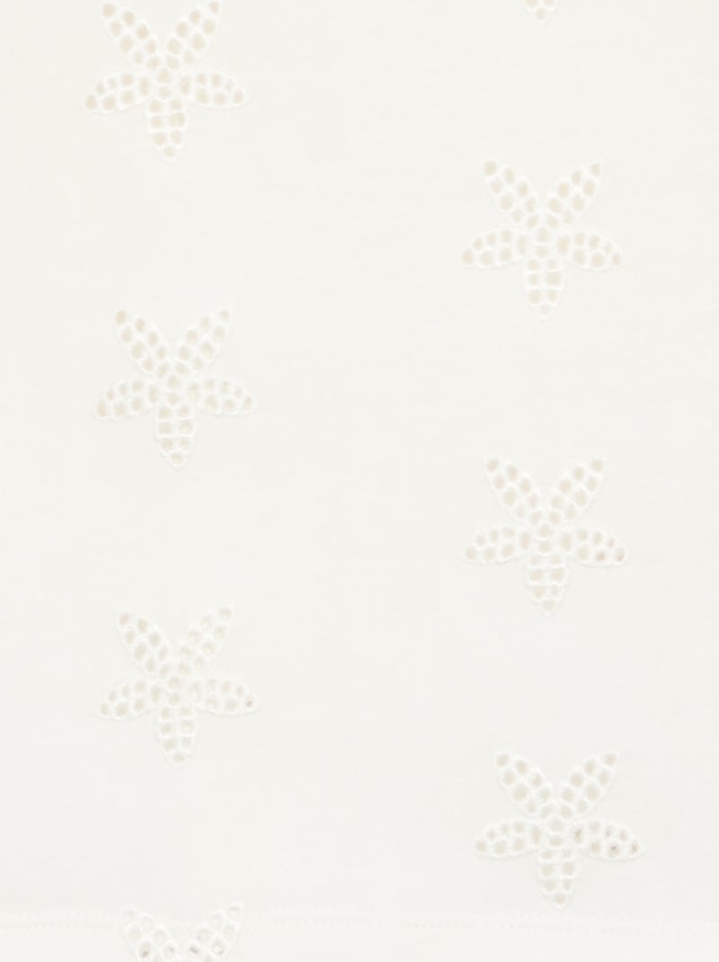 T-shirt crop com bordado inglês Branco - Kiabi