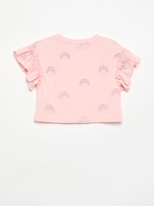 T-shirt crop com bordado inglês - Kiabi T-shirt crop com bordado inglês - Kiabi