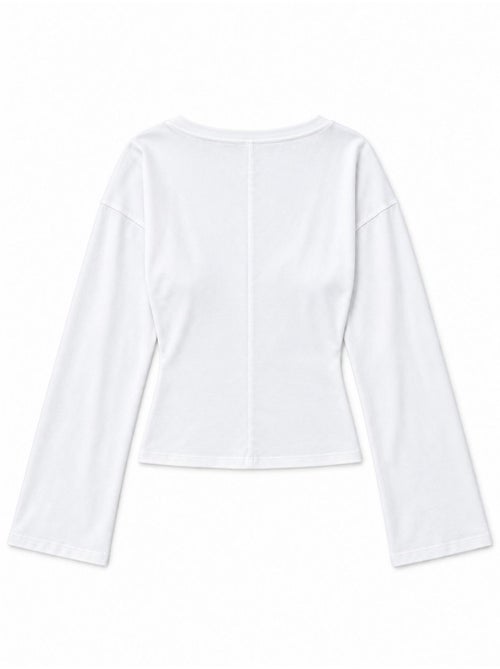 T-shirt crop com decote em v e corte justo busem - Kiabi