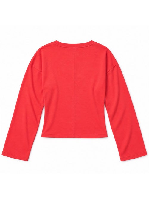 T-shirt crop com decote em v e corte justo busem - Kiabi