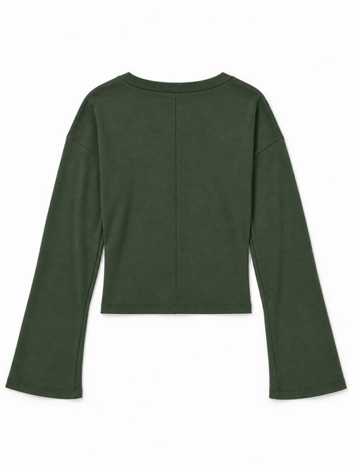 T-shirt crop com decote em v e corte justo busem - Kiabi