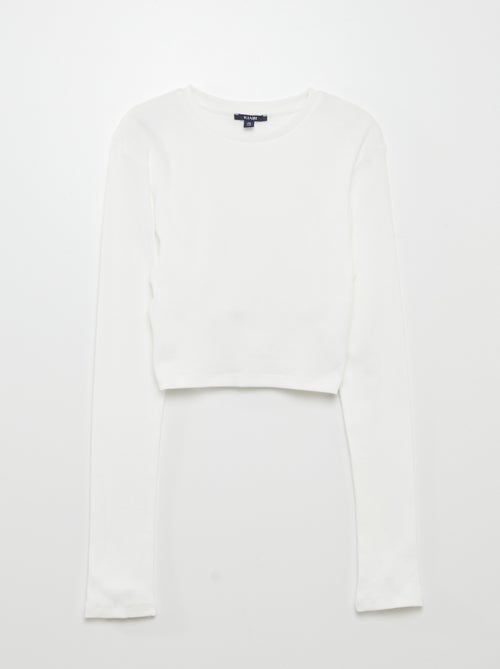T-shirt crop de malha canelada - Kiabi