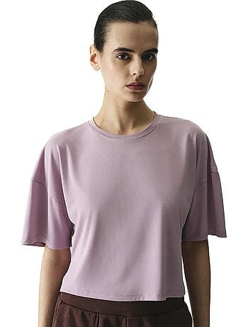 T-shirt crop de modal com abertura penti