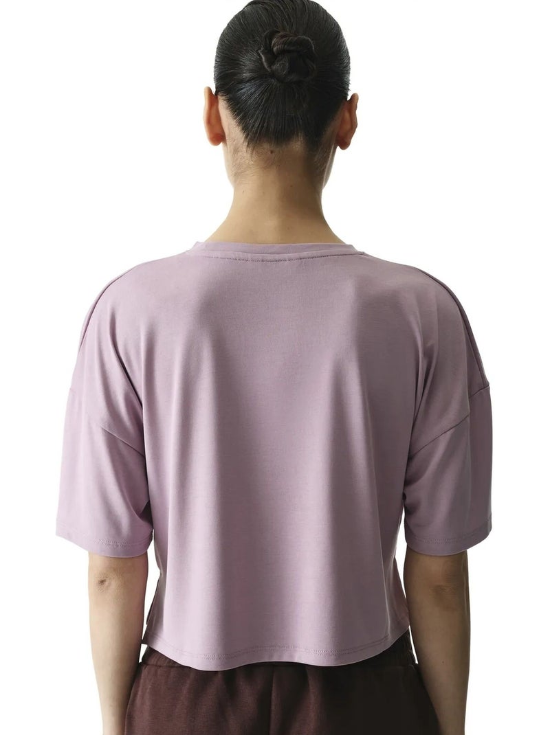 T-shirt crop de modal com abertura penti Lavanda - Kiabi
