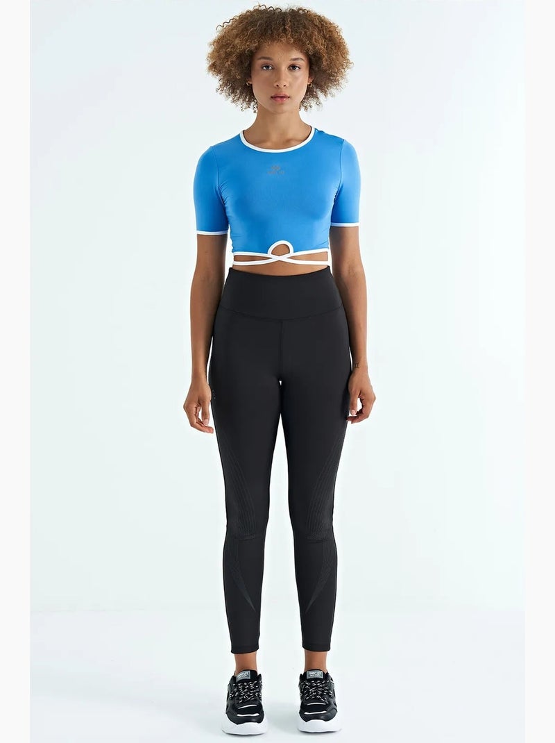 T-shirt crop elástica com gola redonda tommy Azul-elétrico - Kiabi