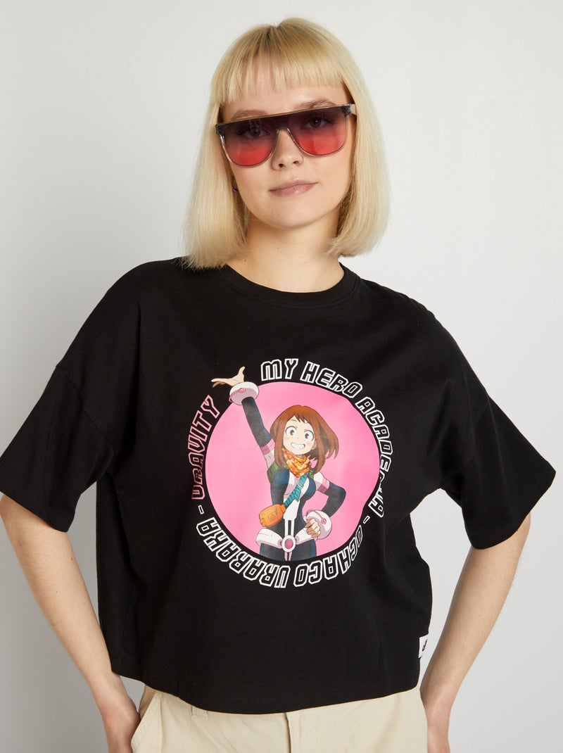 T-shirt crop 'My Hero Academia' PRETO - Kiabi