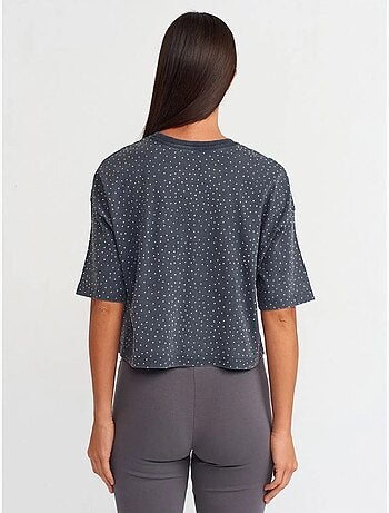T-shirt crop oversized de algodão com bolas dilvin