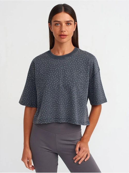 T-shirt crop oversized de algodão com bolas dilvin - Kiabi