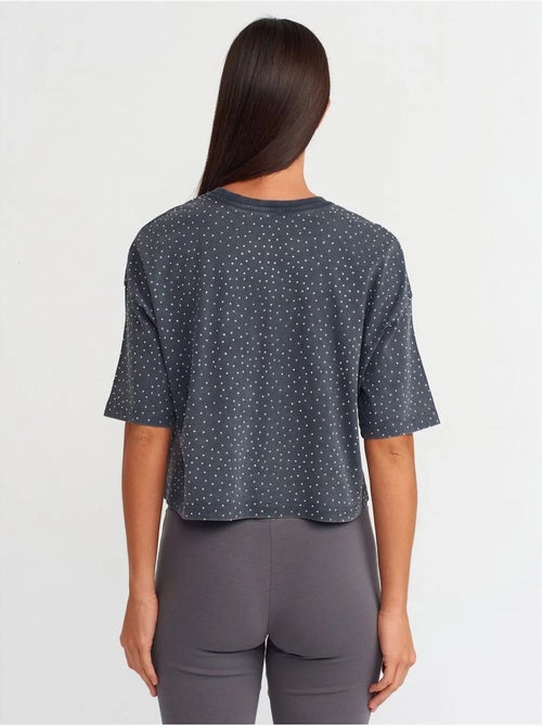T-shirt crop oversized de algodão com bolas dilvin - Kiabi