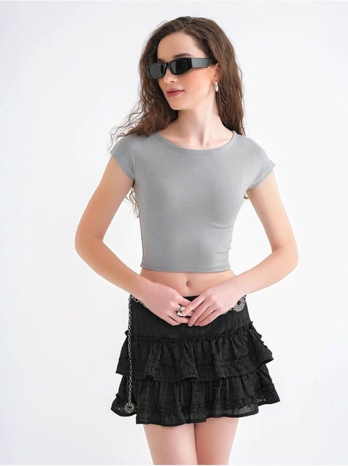 T-shirt crop slim fit mixray - Kiabi T-shirt crop slim fit mixray - Kiabi