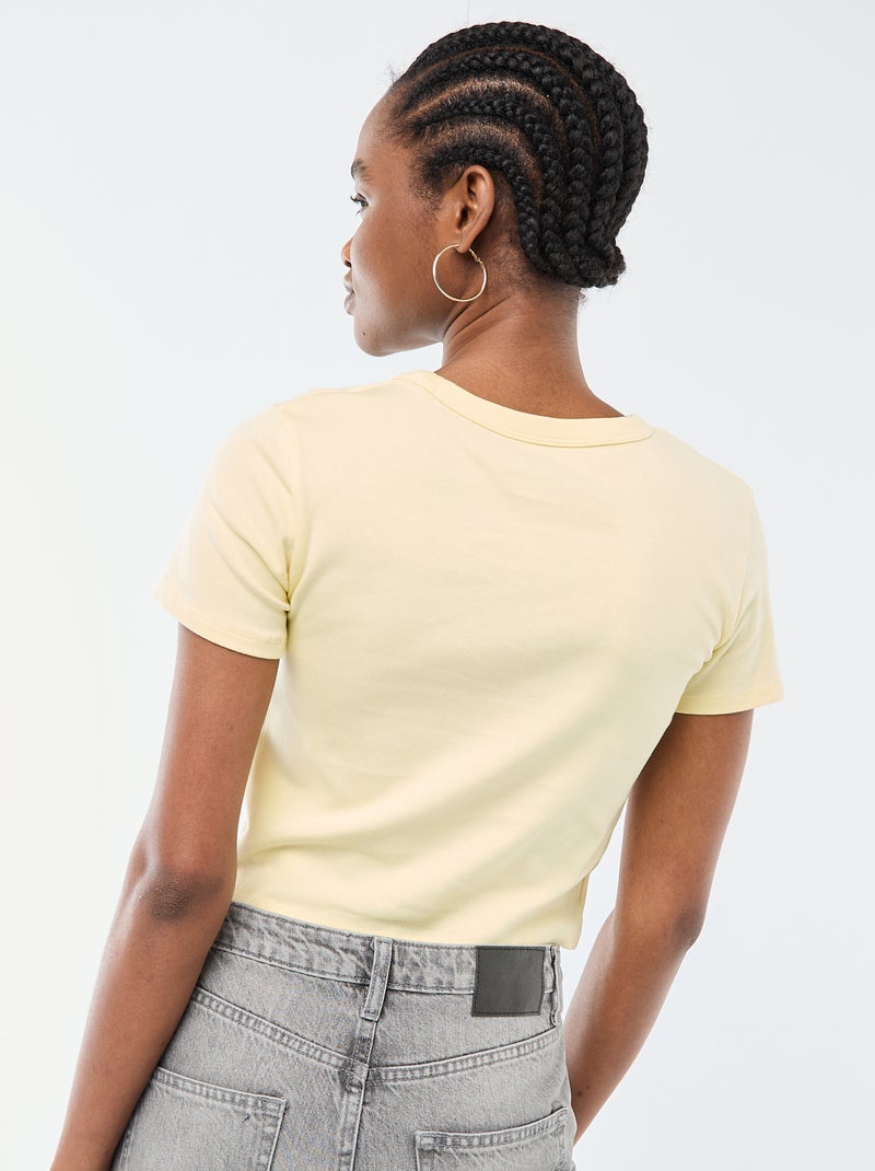 T-shirt crop top básico Amarelo - Kiabi