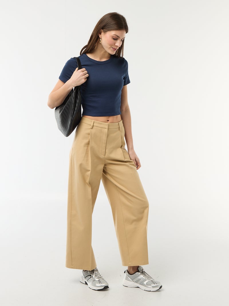 T-shirt crop top básico Azul - Kiabi
