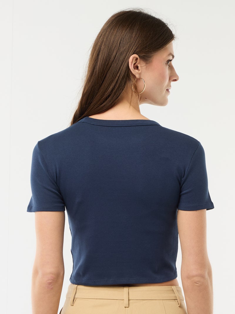 T-shirt crop top básico Azul - Kiabi