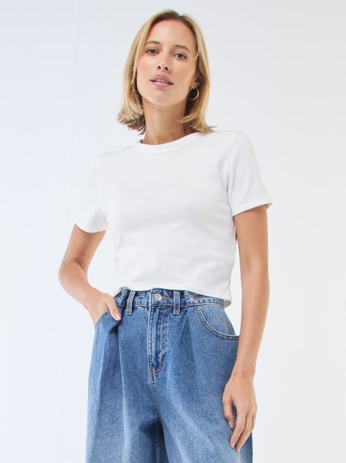 T-shirt crop top básico - Kiabi