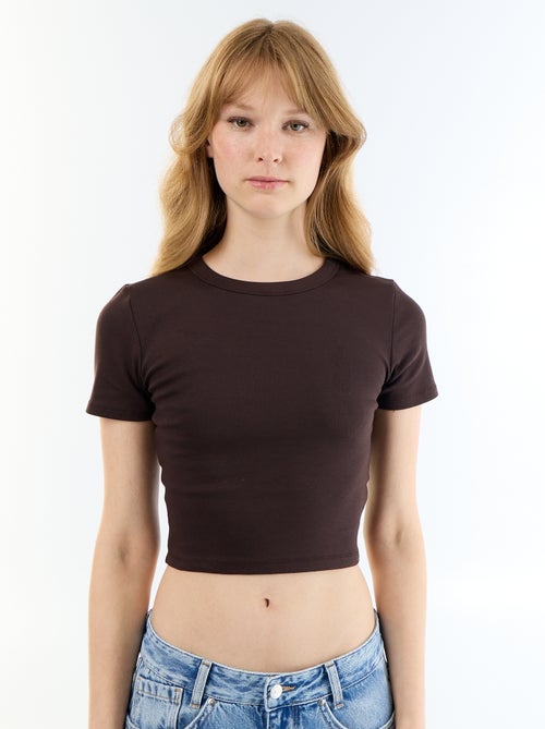 T-shirt crop top básico - Kiabi