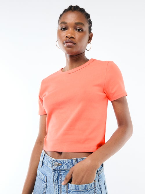 T-shirt crop top básico - Kiabi