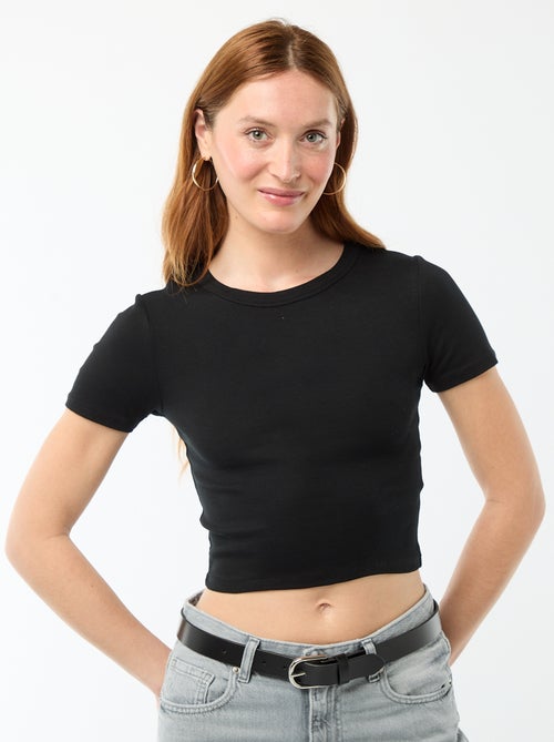 T-shirt crop top básico - Kiabi