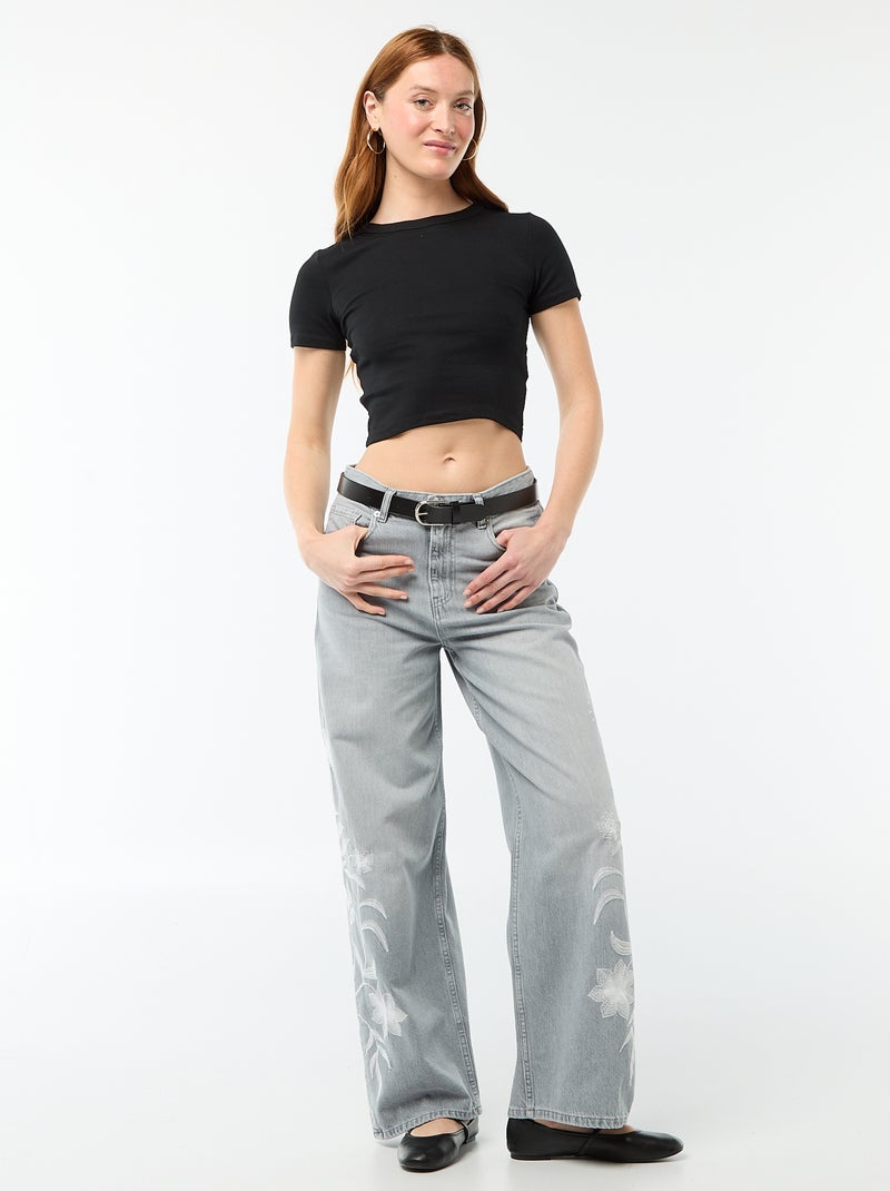 T-shirt crop top básico Preto - Kiabi