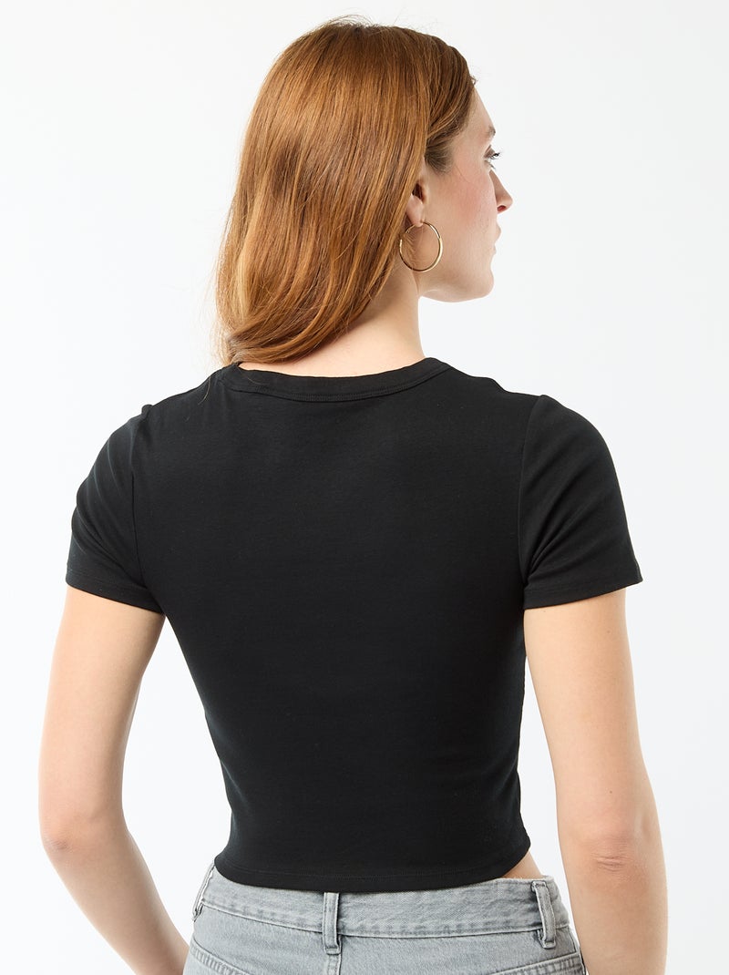 T-shirt crop top básico Preto - Kiabi