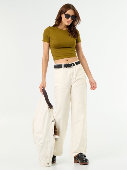 T-shirt crop top básico - Kiabi