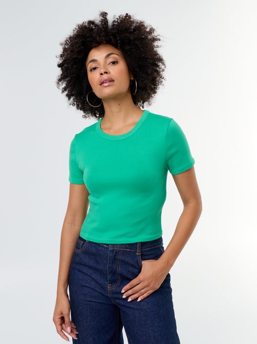 T-shirt crop top básico - Kiabi