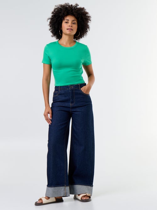 T-shirt crop top básico - Kiabi