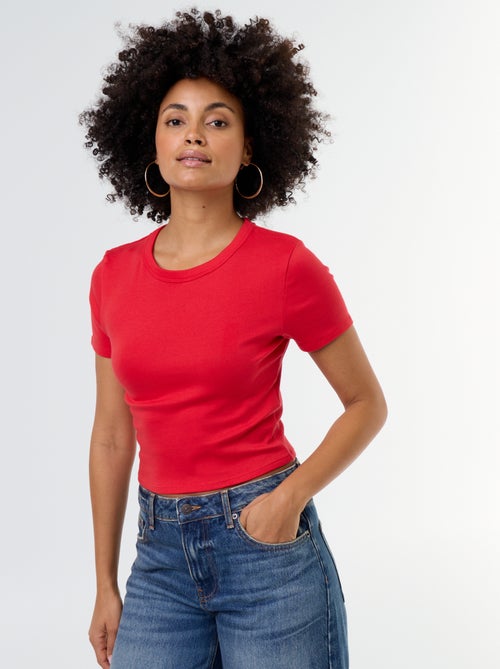 T-shirt crop top básico - Kiabi