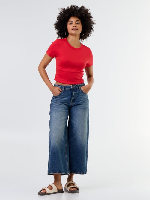 T-shirt crop top básico - Kiabi