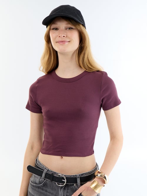T-shirt crop top básico - Kiabi