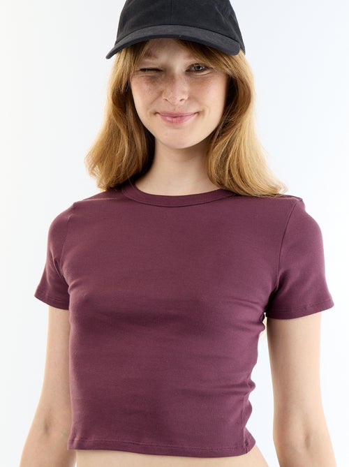 T-shirt crop top básico - Kiabi