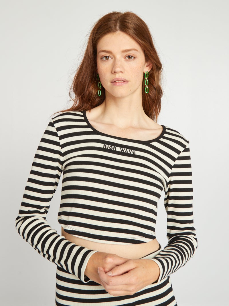 T-shirt crop top com mensagem BRANCO - Kiabi