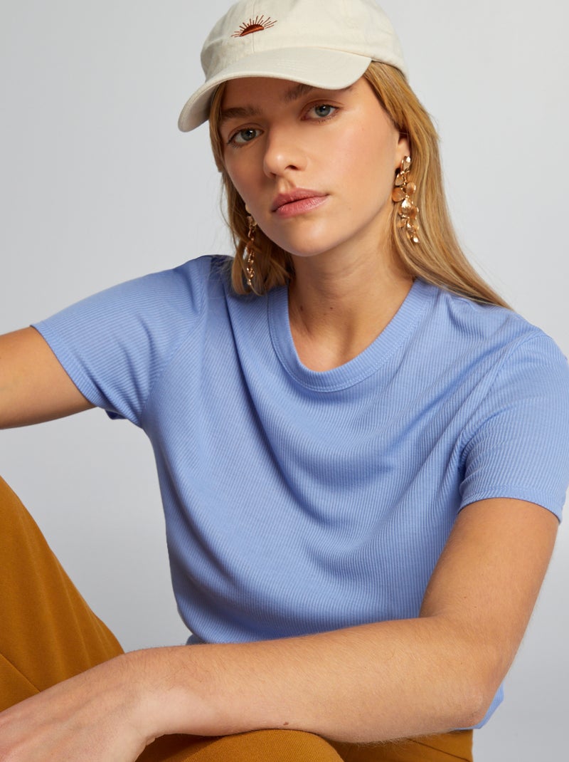 T-shirt crop top de malha canelada VIOLETA - Kiabi