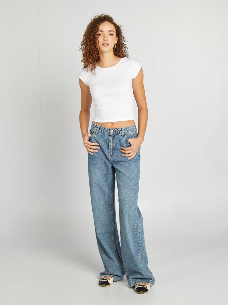 T-shirt crop top de manga curta Branco - Kiabi