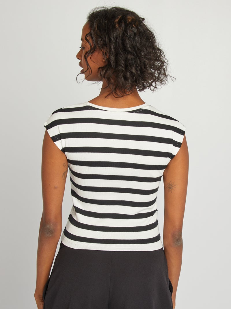 T-shirt crop top de manga curta BRANCO - Kiabi