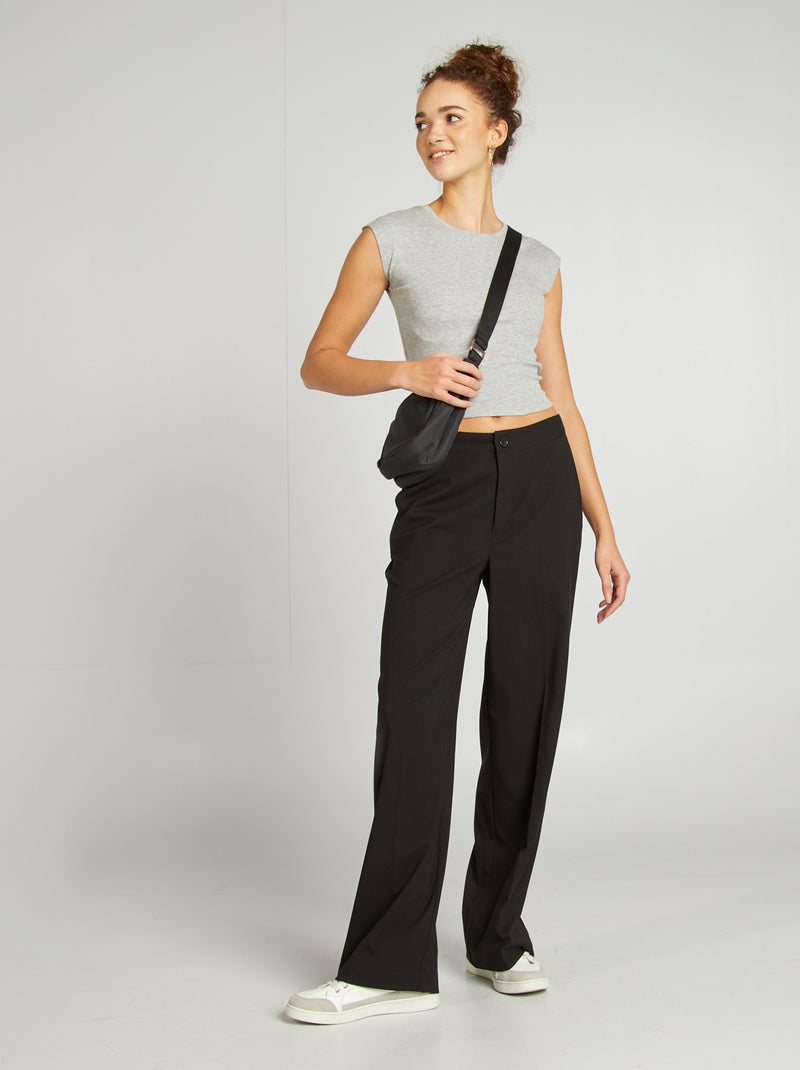 T-shirt crop top de manga curta CINZA - Kiabi